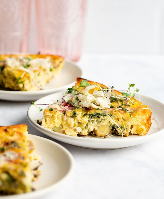 Spinach & Mushroom Cheesy Egg Bake