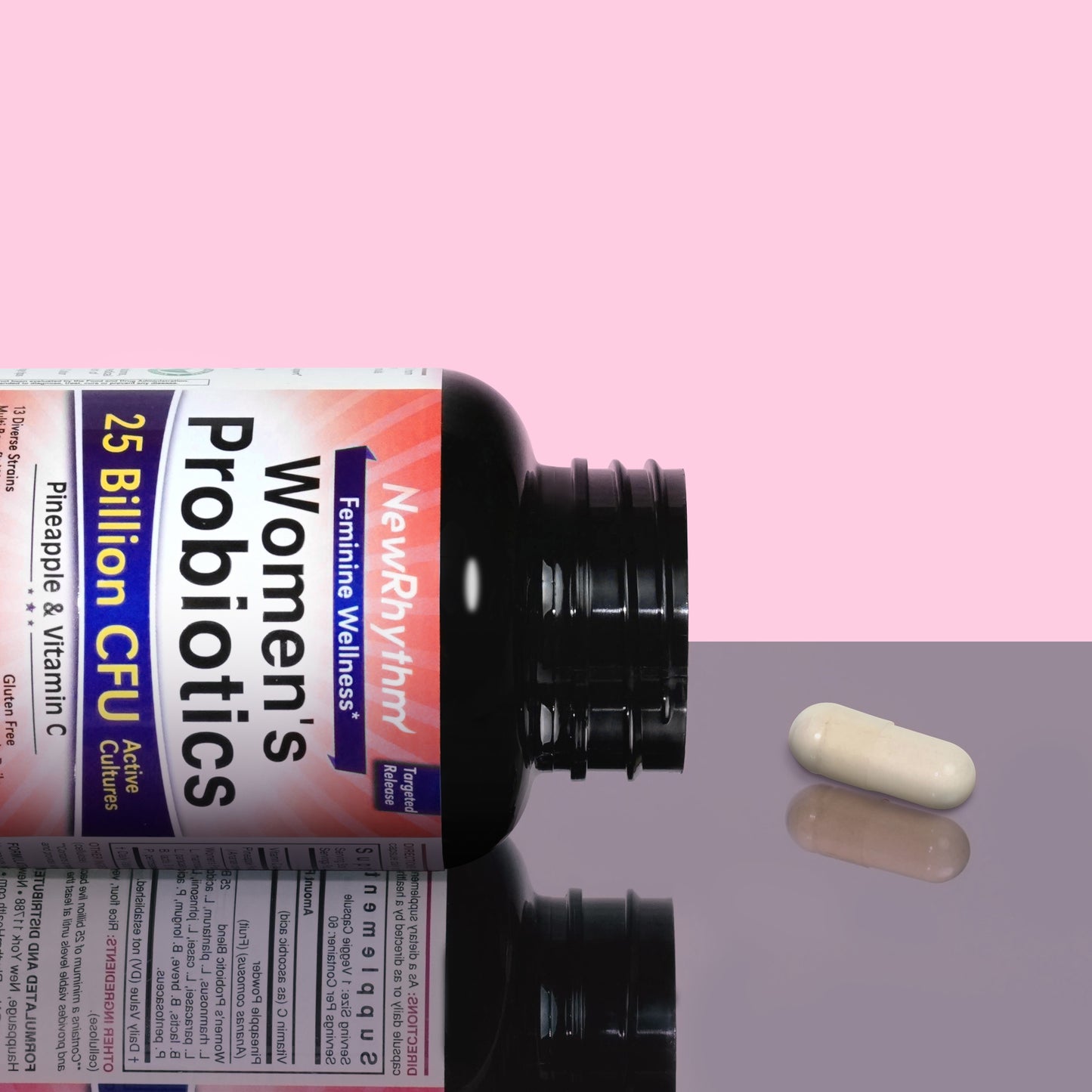 NewRhythm Women's Probitoics + Pineapple is shelf stable, non GMO and gluten free