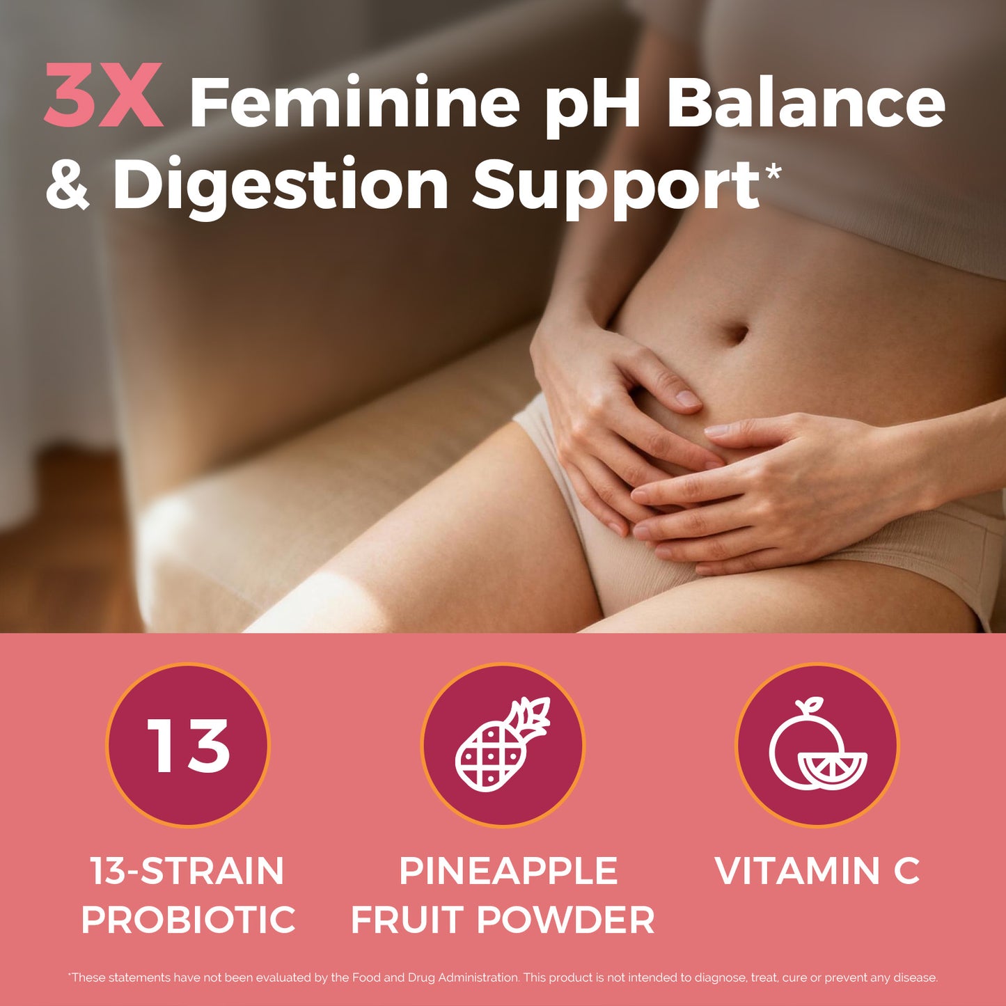NewRhythm Women's Probitoics + Pineapple features 13-strain probiotics, pineapple and vitamin C
