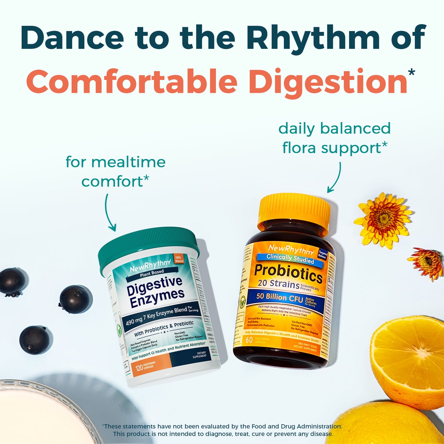 NewRhythm Digestive Enzymes and 50 Billion CFU Probiotics