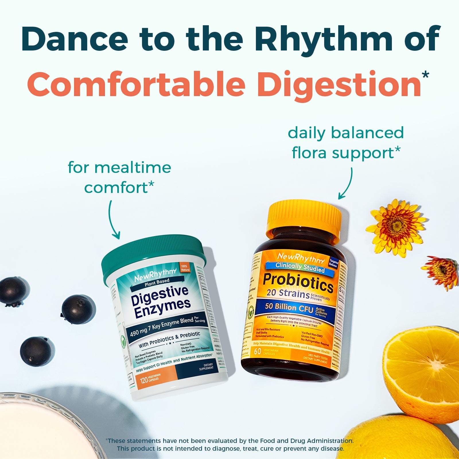 NewRhythm Digestive Enzymes and 50 Billion CFU Probiotics