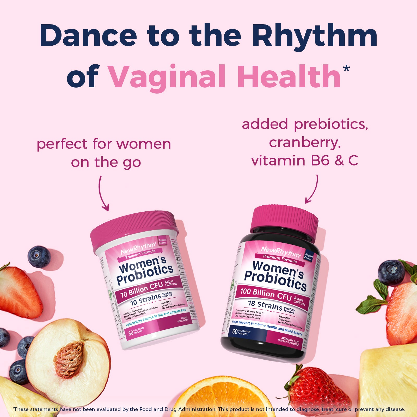 NewRhythm Women's Probiotics + Organic Prebiotics and 100 Billion CFU Women's Probiotics