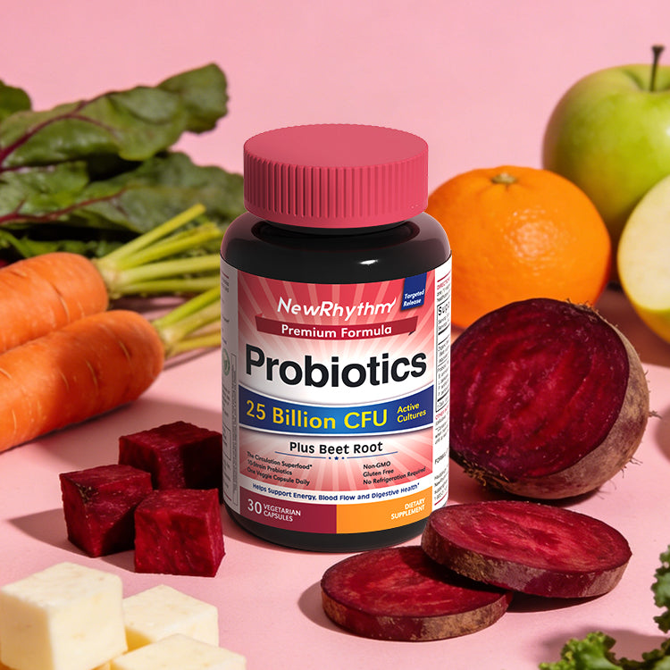 NewRhythm  Probiotics + Beet Root supports healthy circulation and energy while promoting digestive comfort